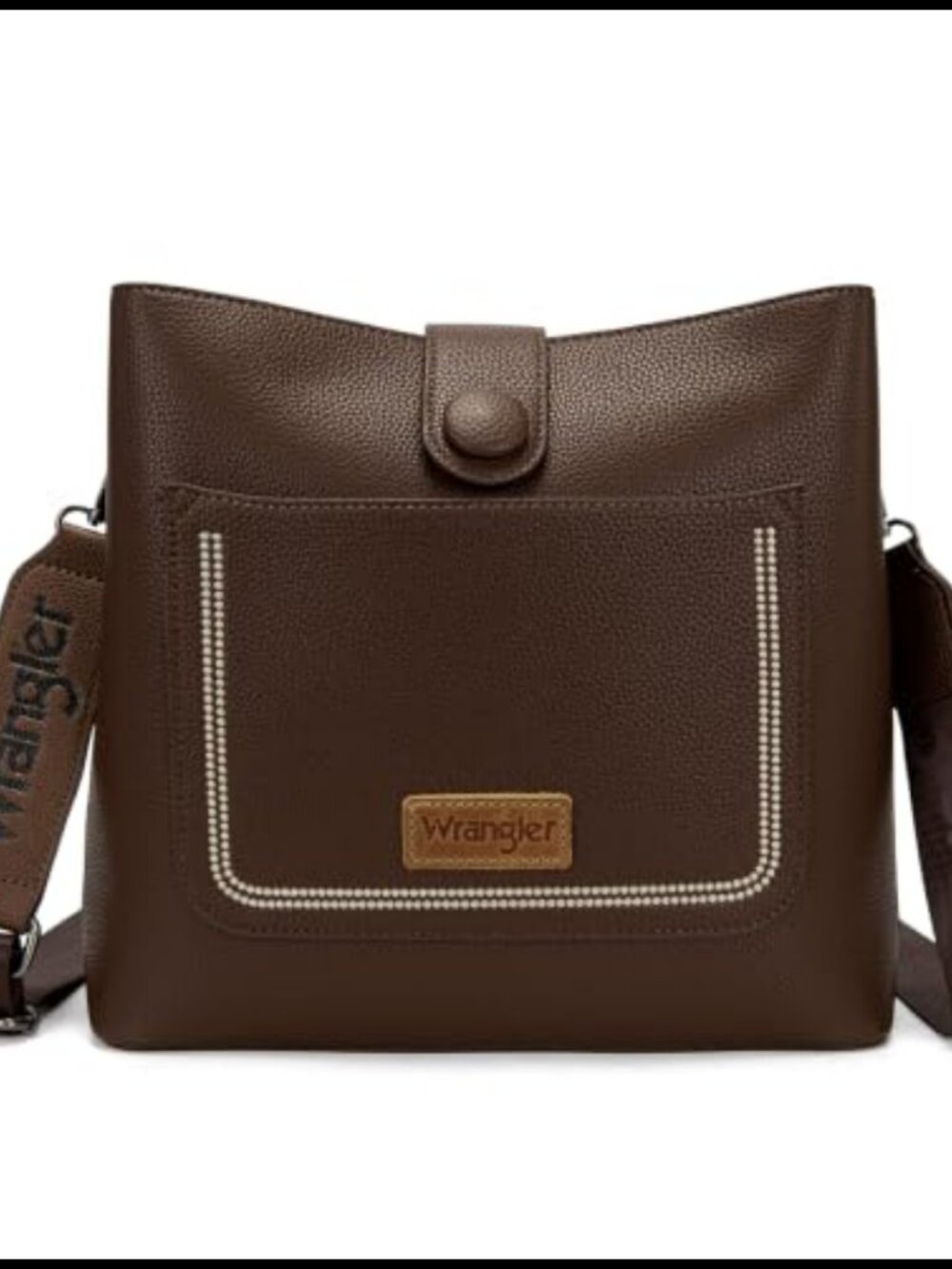 Faux Leather Bucket Crossbody Bag Wide Strap Shoulder Purse Zip Closure